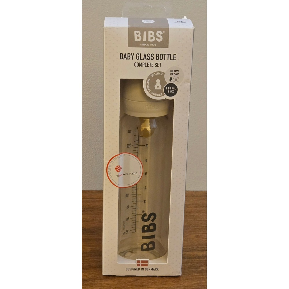 BIBS Baby Glass Bottle Complete Set 8oz 225ml Ivory Slow Flow Anti-Colic 5014216